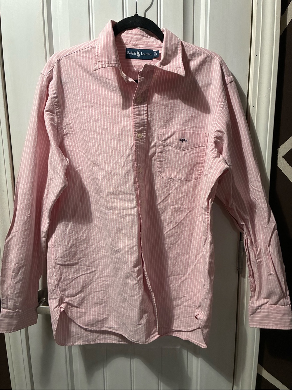Ralph Lauren Pink and White Stripe Cotton Button-Down Shirt